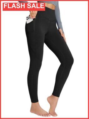Petite Fleece Lined Leggings with Pockets Thermal Winter Yoga Pants